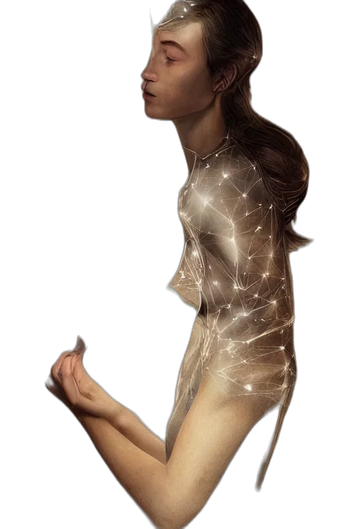 dress, creature, staff, jewelry transparent PNG cut-out