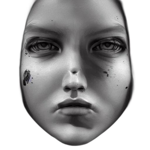 face, mask, jewelry, robot, photorealistic, concept art, fantasy art, pencil sketch transparent PNG cut-out