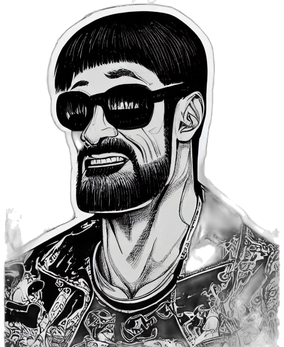 jacket, face, comic book art, cartoon transparent PNG cut-out