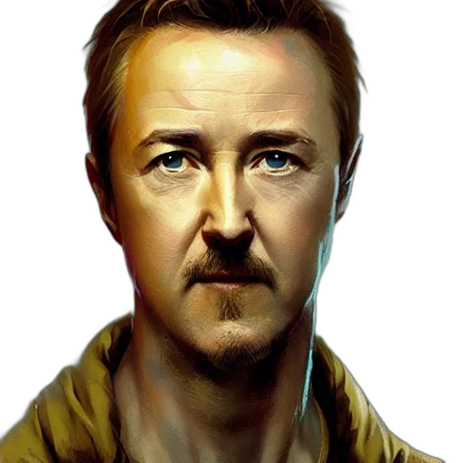 face, photorealistic, comic book art, fantasy art, oil painting, edward, norton, yolk transparent PNG cut-out