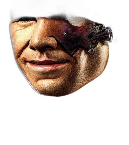 mask, face, hat, creature, photorealistic, 3d render, outer space, han transparent PNG cut-out
