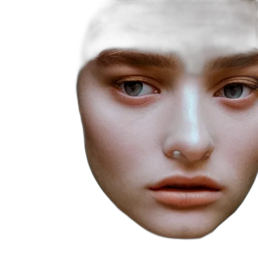 face, mask, robot, creature, photorealistic, 3d render, concept art, vaporwave transparent PNG cut-out