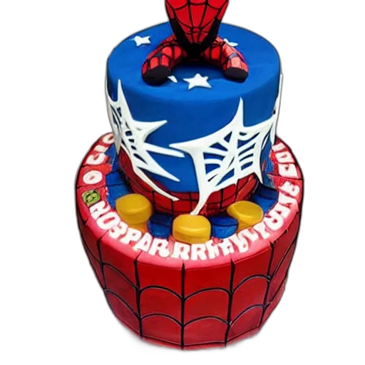 3d render, chinese, knockoff, spider, man, birthday, cake transparent PNG cut-out