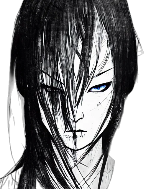 mask, face, creature, hair, anime, fantasy art, comic book art, concept art transparent PNG cut-out
