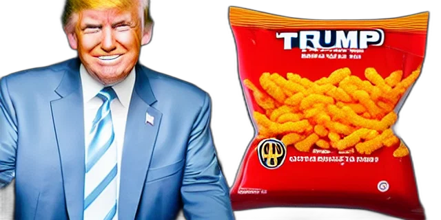 food, full, shot, donald, trump, pack, cheetos, photorealistic transparent PNG cut-out
