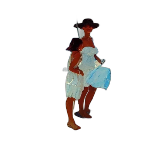 dress, hat, umbrella, staff transparent PNG cut-out
