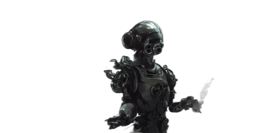 robot, concept art, 3d render, cyberpunk, outer space, sci-fi, portrait, operator transparent PNG cut-out