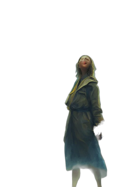 jacket, dress, creature, staff, concept art, photorealistic, 3d render, fantasy art transparent PNG cut-out