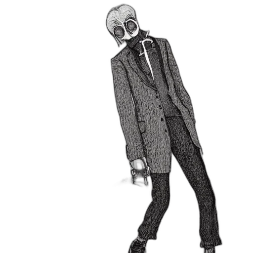 jacket, mask, staff, robot transparent PNG cut-out