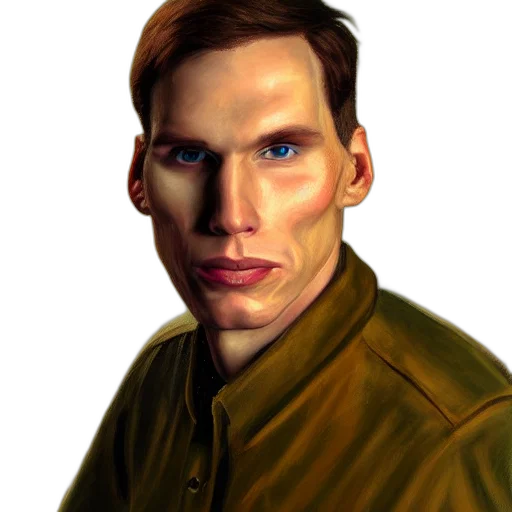 face, jacket, photorealistic, concept art, comic book art, fantasy art, earth tones, jerma transparent PNG cut-out
