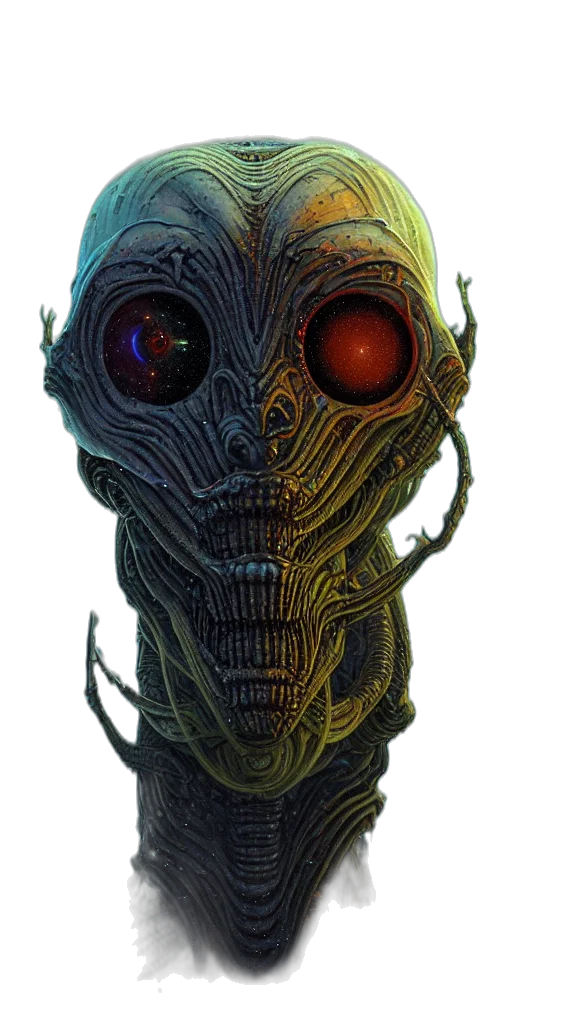 mask, robot, face, creature, concept art, cyberpunk, 3d render, comic book art transparent PNG cut-out