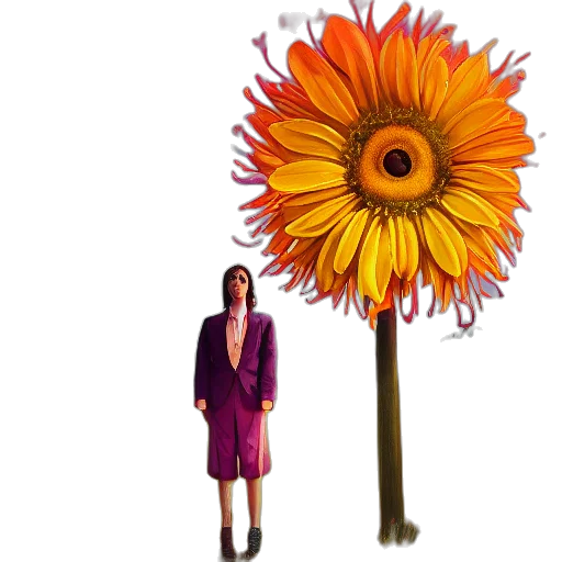 flower, umbrella, dress, staff, 3d render, concept art, photorealistic, pixel art transparent PNG cut-out
