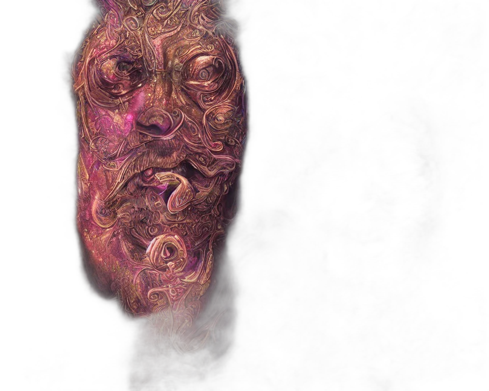mask, face, creature, staff, 3d render, concept art, photorealistic, fantasy art transparent PNG cut-out