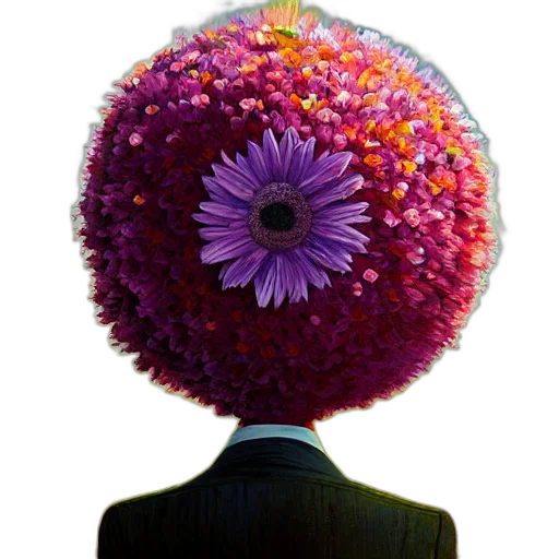 hat, flower, crown, umbrella, photorealistic, concept art, oil painting, 3d render transparent PNG cut-out