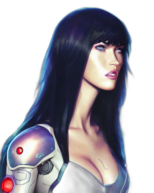 robot, face, fantasy art, cyberpunk transparent PNG cut-out