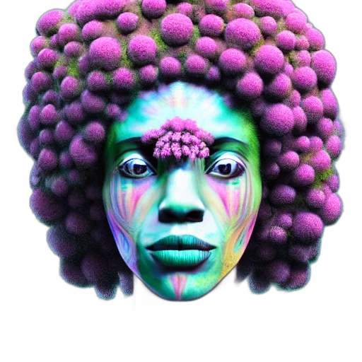 crown, face, hair, mask, photorealistic, concept art, 3d render, vaporwave transparent PNG cut-out