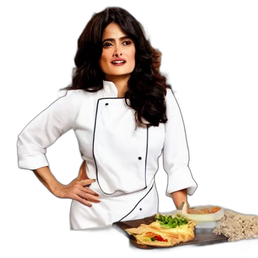 food, staff, photorealistic, salma, hayek, modeling, cooking, show transparent PNG cut-out