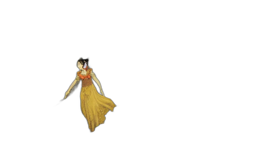 dress, dragon, jewelry, staff transparent PNG cut-out