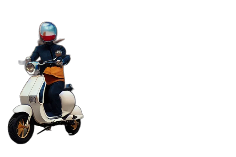 robot, 3d render, concept art, pixel art, photorealistic, moped, scooter, racing transparent PNG cut-out