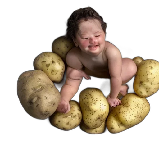 food, animal, photorealistic, 3d render, potato, bath transparent PNG cut-out