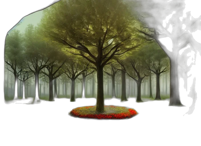 tree, umbrella, concept art, 3d render transparent PNG cut-out