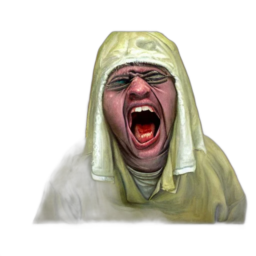 face, mask, creature, jacket, concept art, photorealistic, 3d render, watercolor transparent PNG cut-out