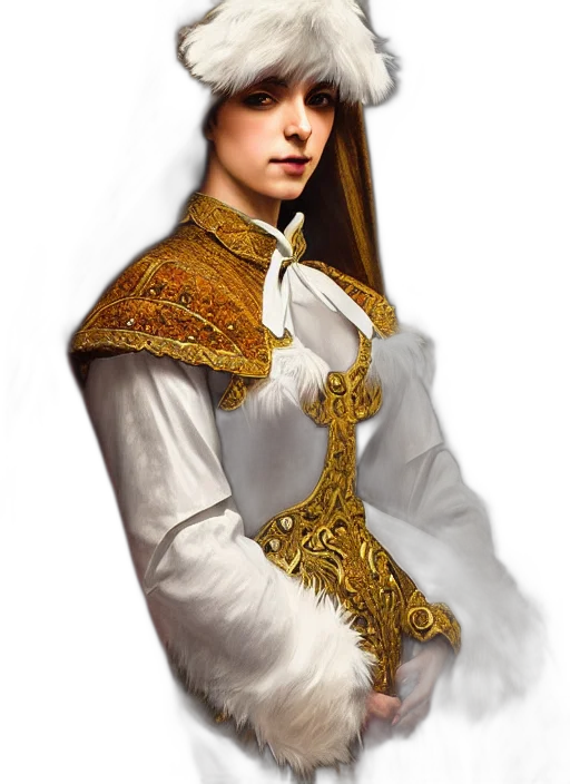 dress, staff, jacket, crown, fantasy art, photorealistic, concept art, oil painting transparent PNG cut-out