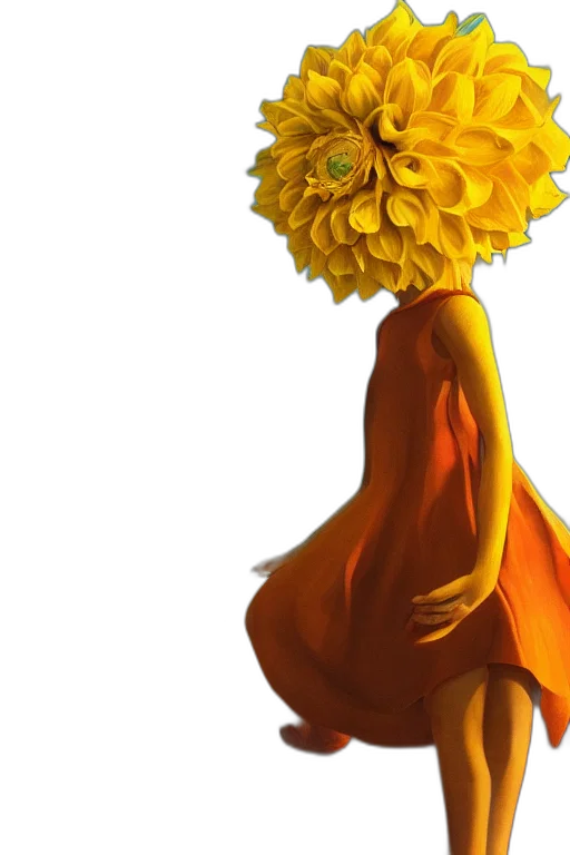 flower, dress, crown, hair, concept art, 3d render, photorealistic, fantasy art transparent PNG cut-out