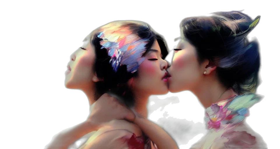 photorealistic, oil painting, vaporwave, 3d render, pastel, photography, asian, couples transparent PNG cut-out