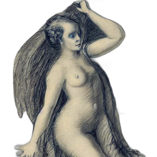 hair, creature, dress, staff, pencil sketch, concept art, fantasy art, photorealistic transparent PNG cut-out