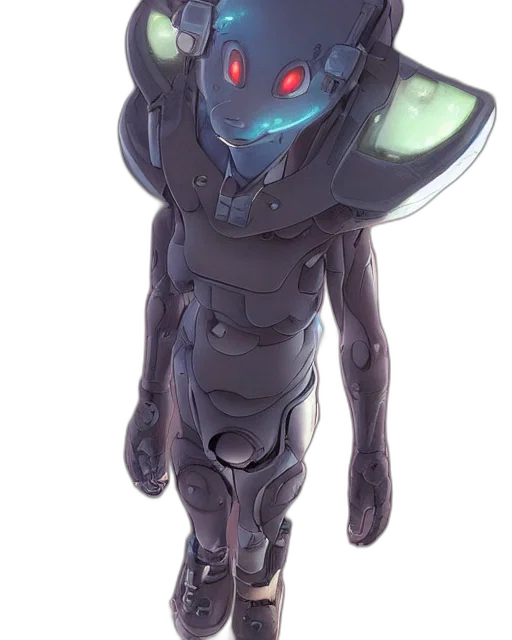 robot, mask, creature, weapon, concept art, 3d render, anime, cyberpunk transparent PNG cut-out