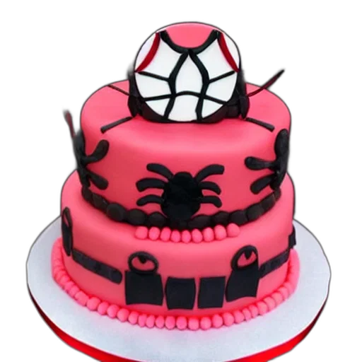 3d render, spider, birthday, cake, girls transparent PNG cut-out
