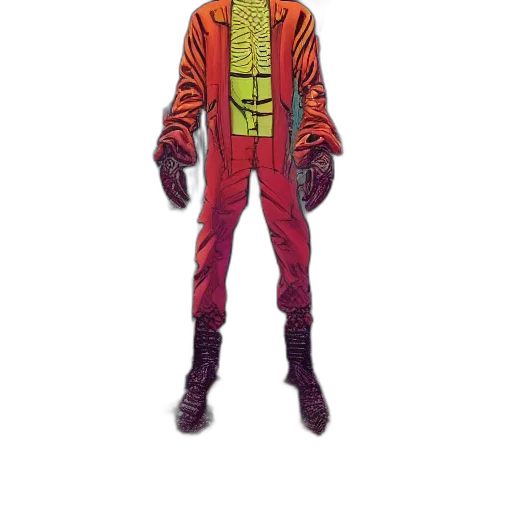 jacket, staff, robot, animal, comic book art, concept art, cyberpunk, 3d render transparent PNG cut-out