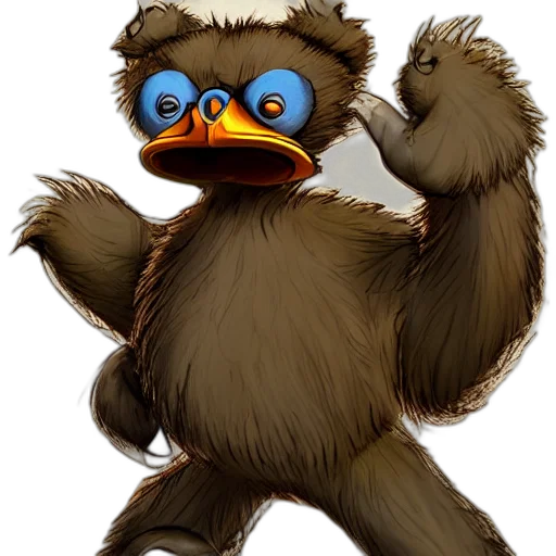 creature, animal, staff, mask, concept art, 3d render, cartoon, pixel art transparent PNG cut-out