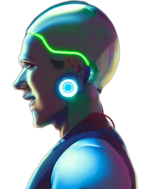 robot, face, mask, jacket transparent PNG cut-out