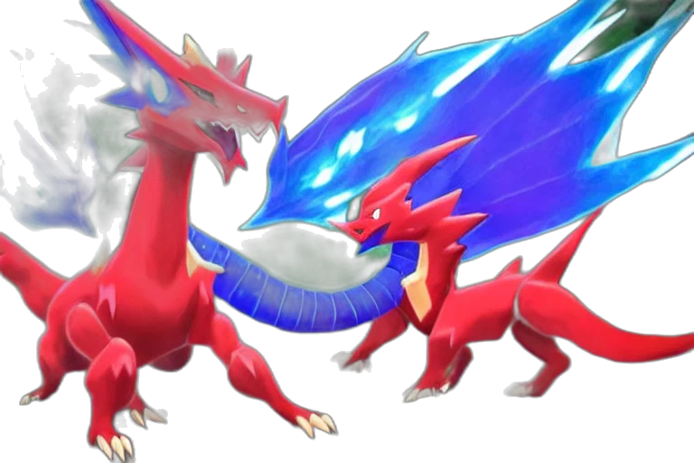 dragon, creature, concept art, fantasy art, 3d render, pixel art, red, colorful transparent PNG cut-out