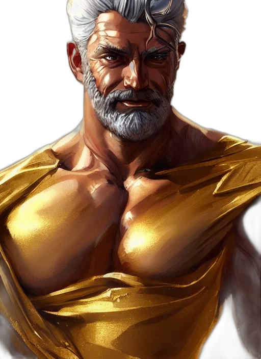 face, comic book art, fantasy art, concept art, photorealistic, golden, painted, portrait transparent PNG cut-out