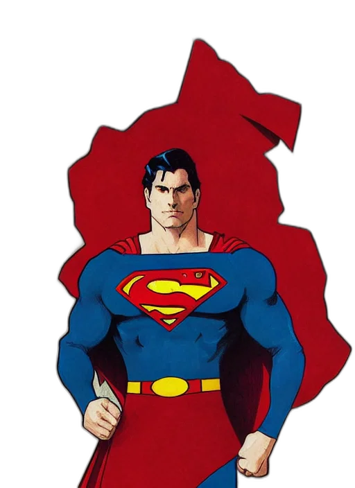 comic book art, concept art, cartoon, photorealistic, symmetry, portrait, superman, red transparent PNG cut-out