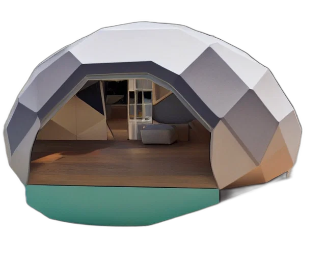 3d render, concept art, modular, bikini, furniture, dome, house transparent PNG cut-out