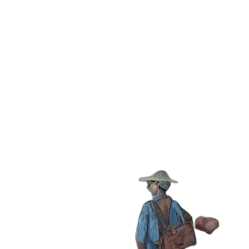 hat, staff, jacket, weapon transparent PNG cut-out