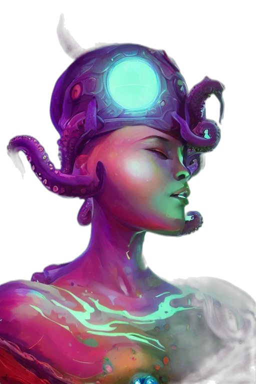 crown, hat, face, creature, concept art, fantasy art, cyberpunk, pixel art transparent PNG cut-out