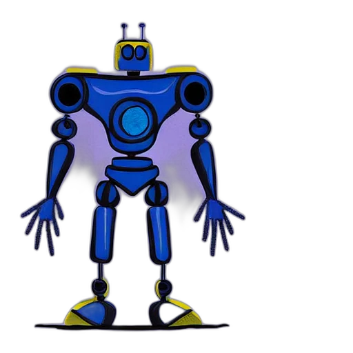 robot, staff, concept art, 3d render transparent PNG cut-out