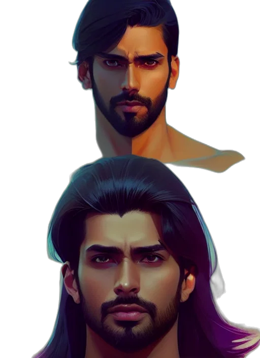 face, hair, concept art, fantasy art, photorealistic, comic book art, neon lights, earth tones transparent PNG cut-out
