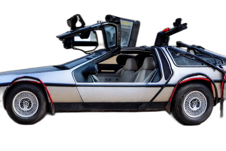 car, robot, concept art, 3d render, cyberpunk, delorean transparent PNG cut-out