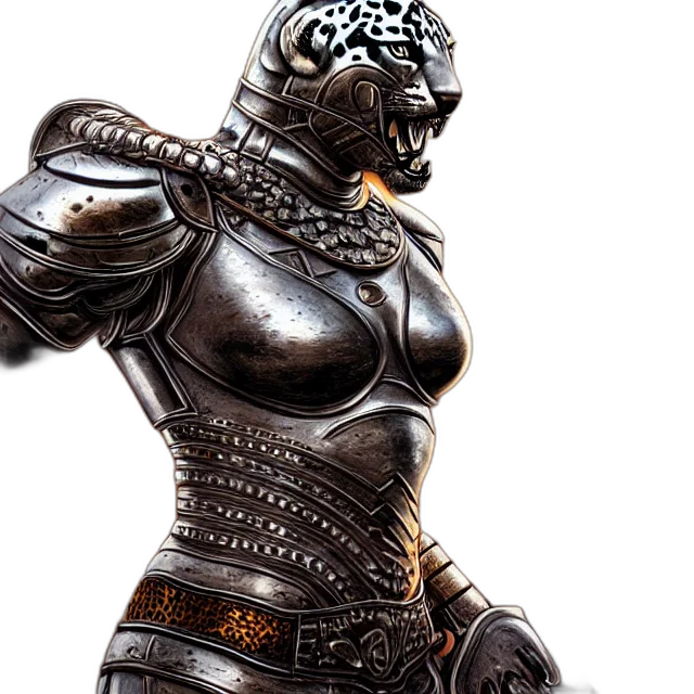 jewelry, concept art, 3d render, fantasy art, warrior, metal, jaguar, armour transparent PNG cut-out