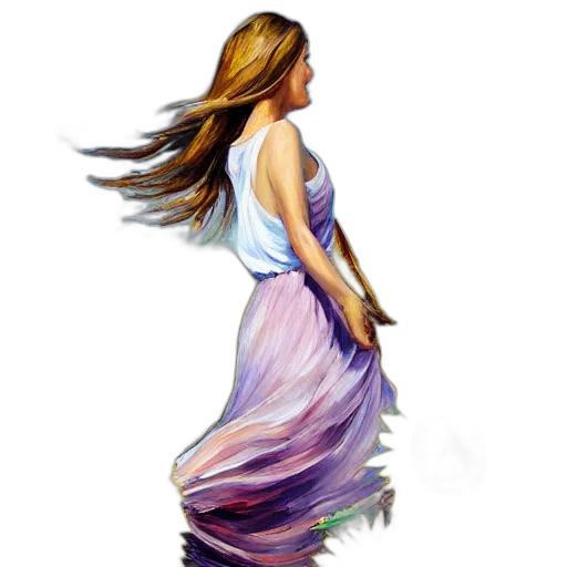 dress, oil painting, photorealistic, watercolor, fantasy art, pastel, blue, girl transparent PNG cut-out