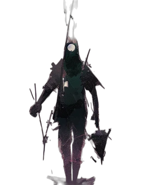 mask, staff, creature, weapon, concept art, cyberpunk, fantasy art, pixel art transparent PNG cut-out