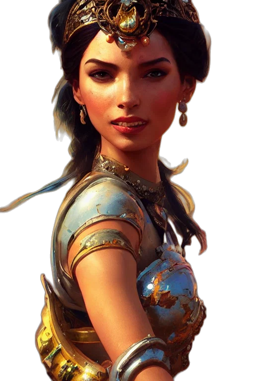 face, jewelry, staff, crown, fantasy art, concept art, photorealistic, oil painting transparent PNG cut-out