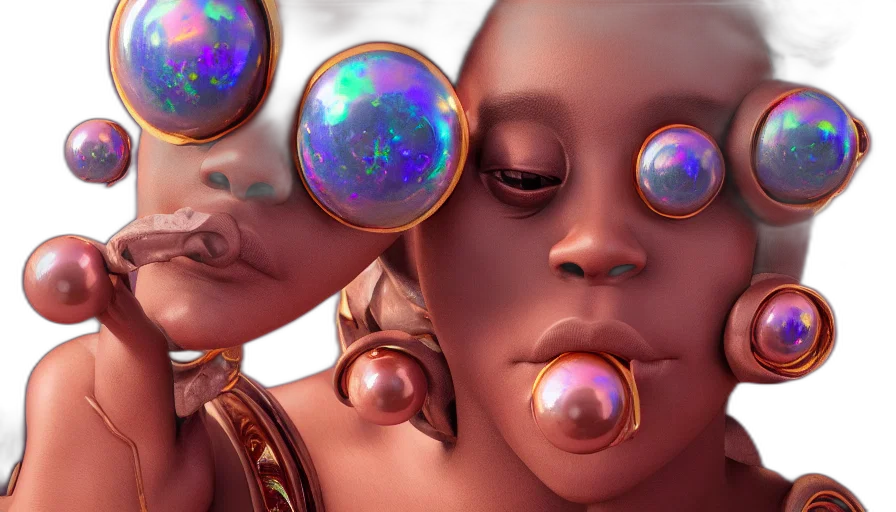 jewelry, concept art, fantasy art, 3d render, photorealistic, outer space, golden, pastel transparent PNG cut-out