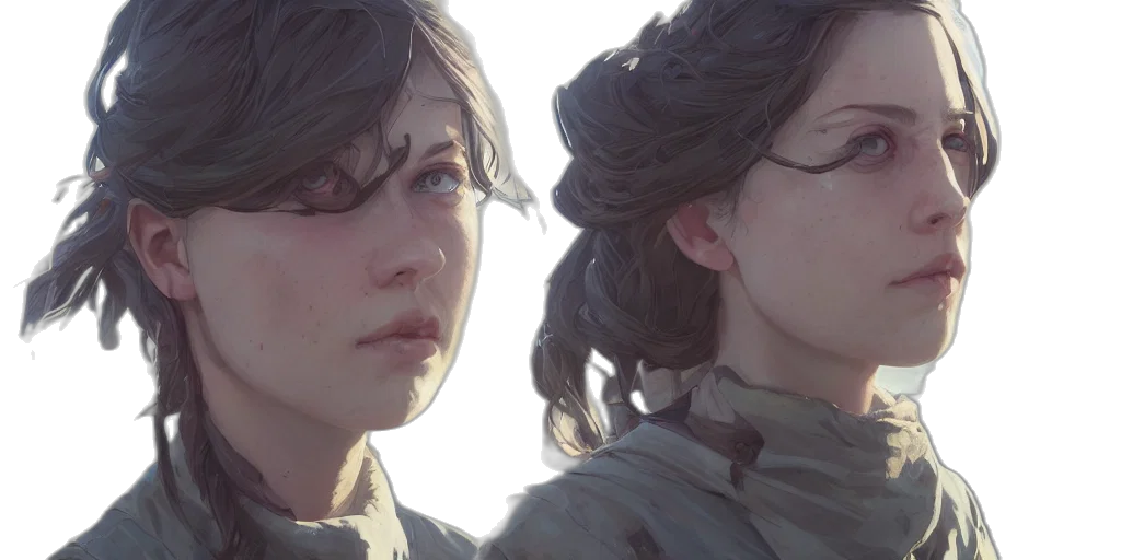 face, hair, photorealistic, concept art transparent PNG cut-out